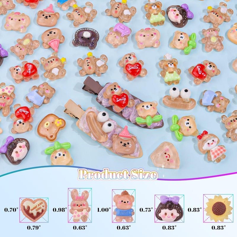 Glitzest 100PCS TINKRSTUFF Brown Slime Charms Jelly Cute Flatback Resin Charms for Slime, Random Kawaii Decoden Charm for Embellishments Phone Junk Case Charms Bulk, Hairpins Scrapbooking Crafting & DIY Decor - Image 2
